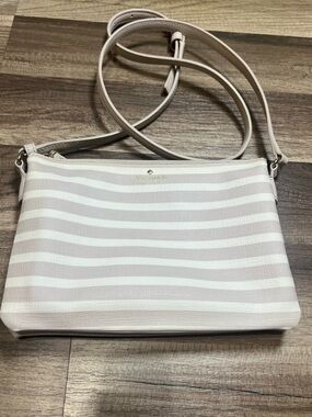kate spade Beige & off white Striped Crossbody Bag